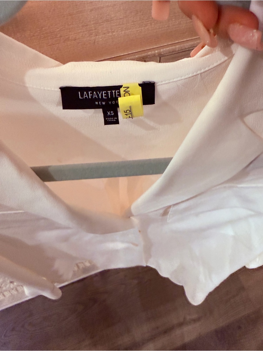 Lafayette 148 New York White Sheer Button-Front Utility Blouse - Picture 3 of 5